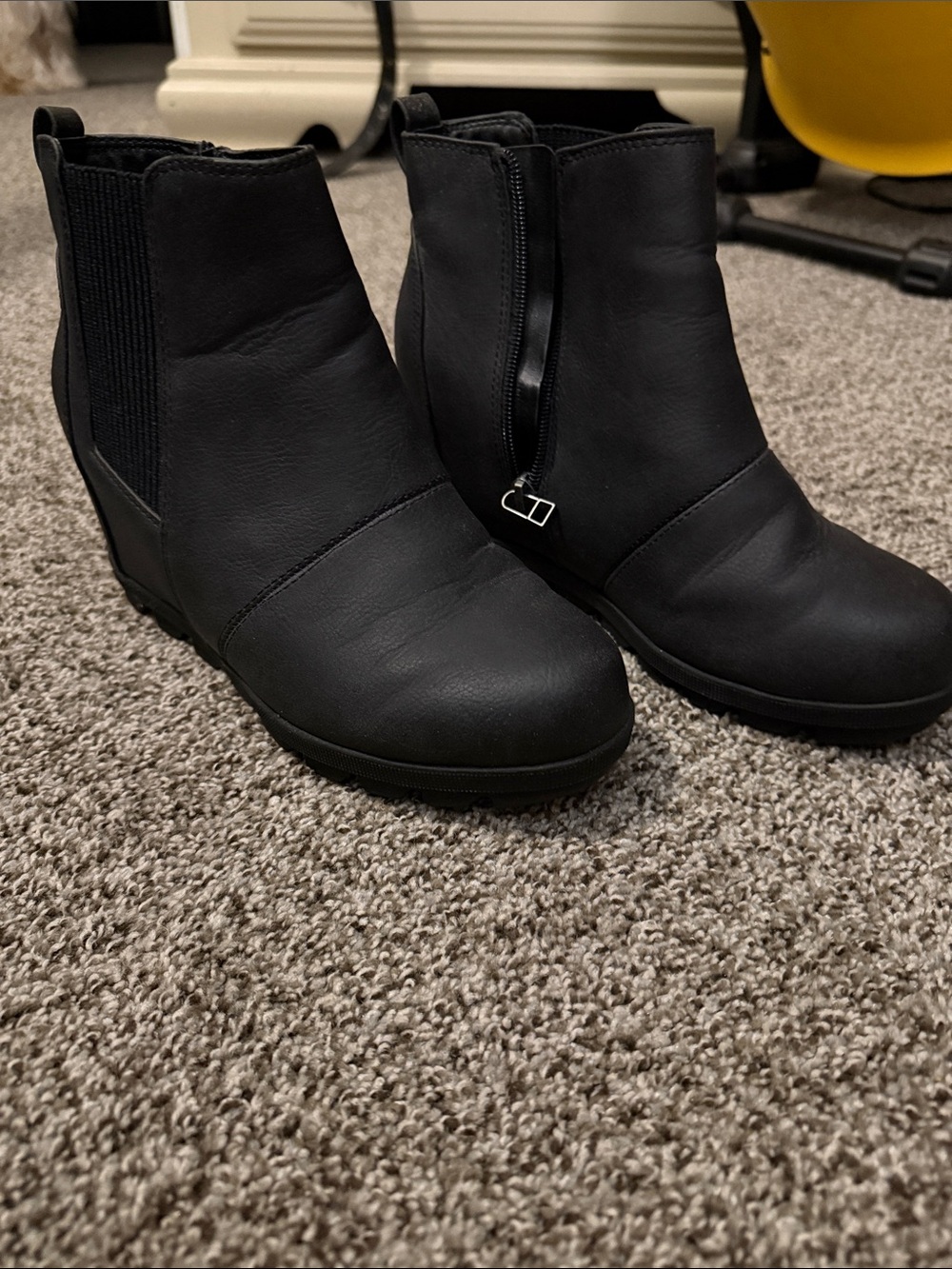 Women's Black Ankle Boots - Sleek Zip & Elastic Panel